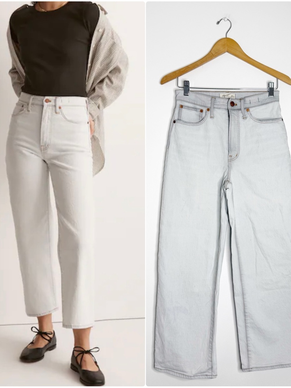 Madewell Perfect Vintage Wide Leg Crop Jeans Edmunds Wash Size 26 ND537